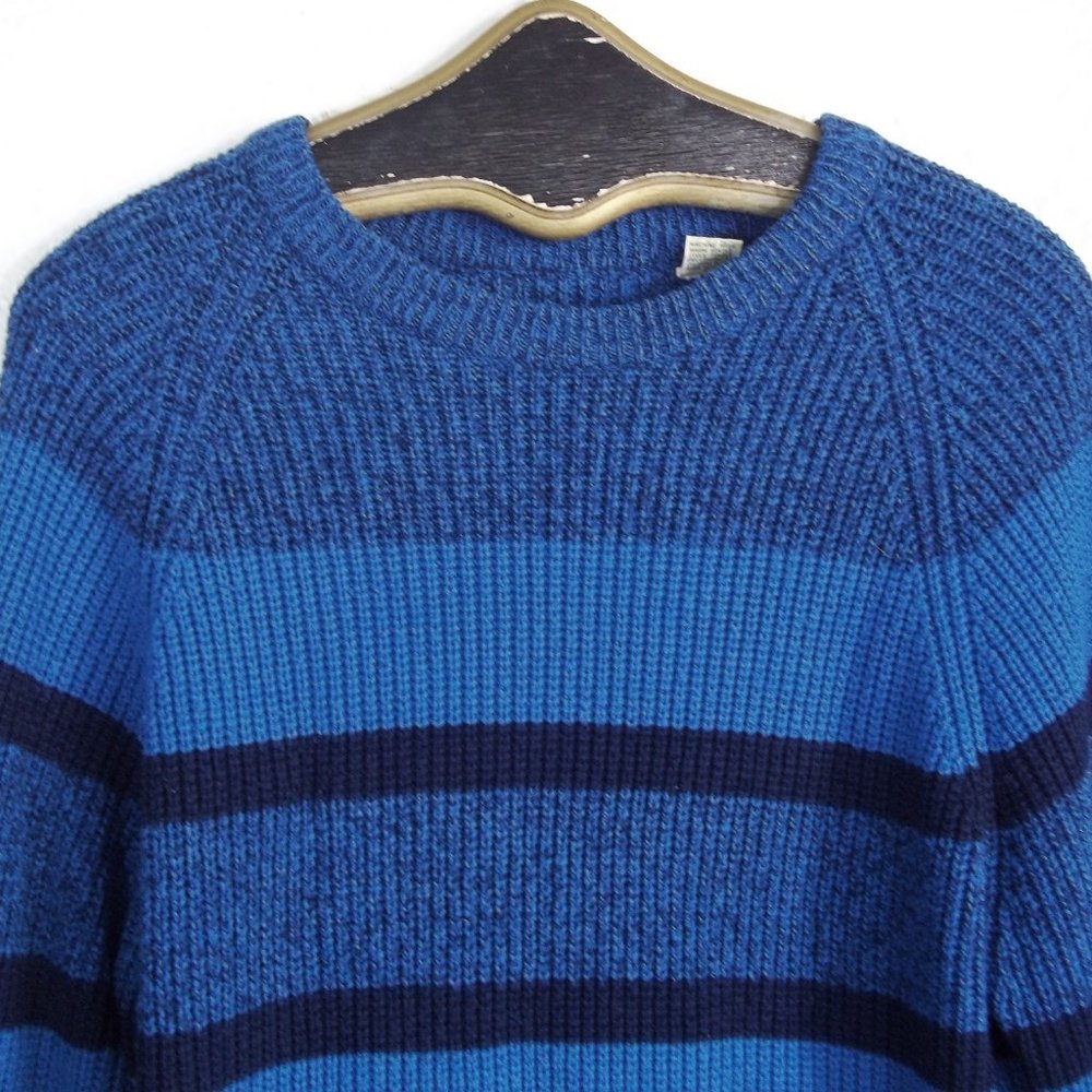 Vintage 90s GRUNGE Space Dye & Solid Stripes Ribbed Acrylic Knit Sweater M - Picture 3 of 4